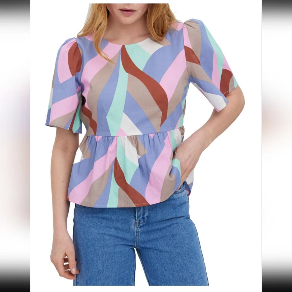 New Vero Moda Riley Peplum top - Picture 3 of 5